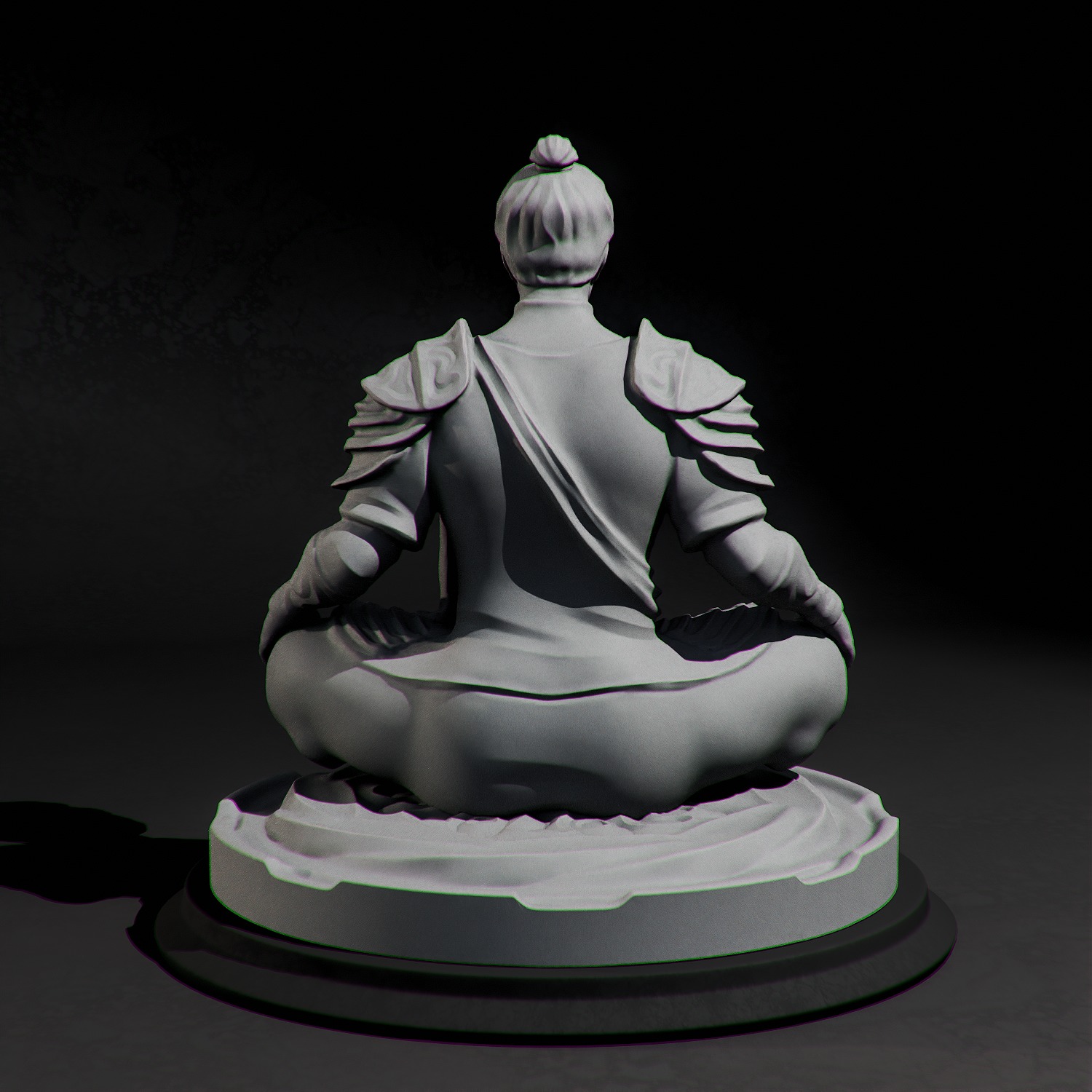 Ancient Warrior Monk Statue Damaged Meditation Fantasy 3D print model_9