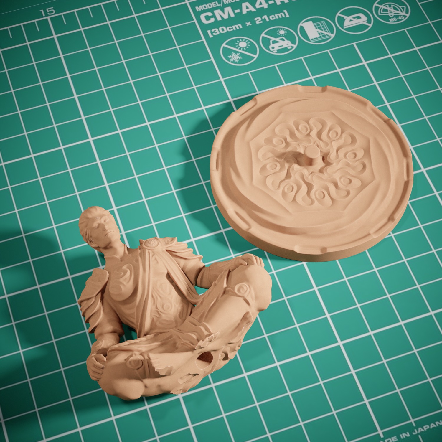 Ancient Warrior Monk Statue Damaged Meditation Fantasy 3D print model_4