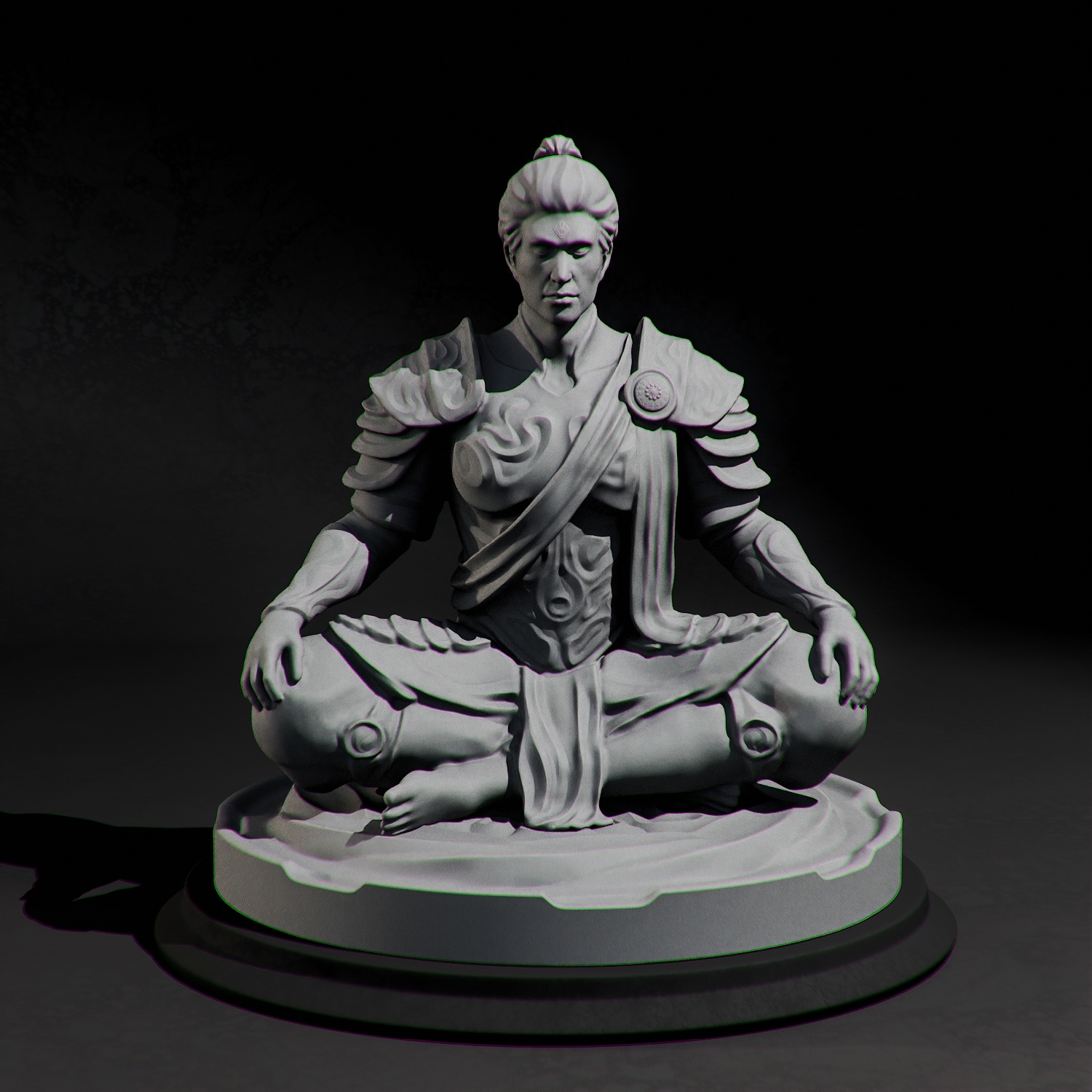 Ancient Warrior Monk Statue Damaged Meditation Fantasy 3D print model_6