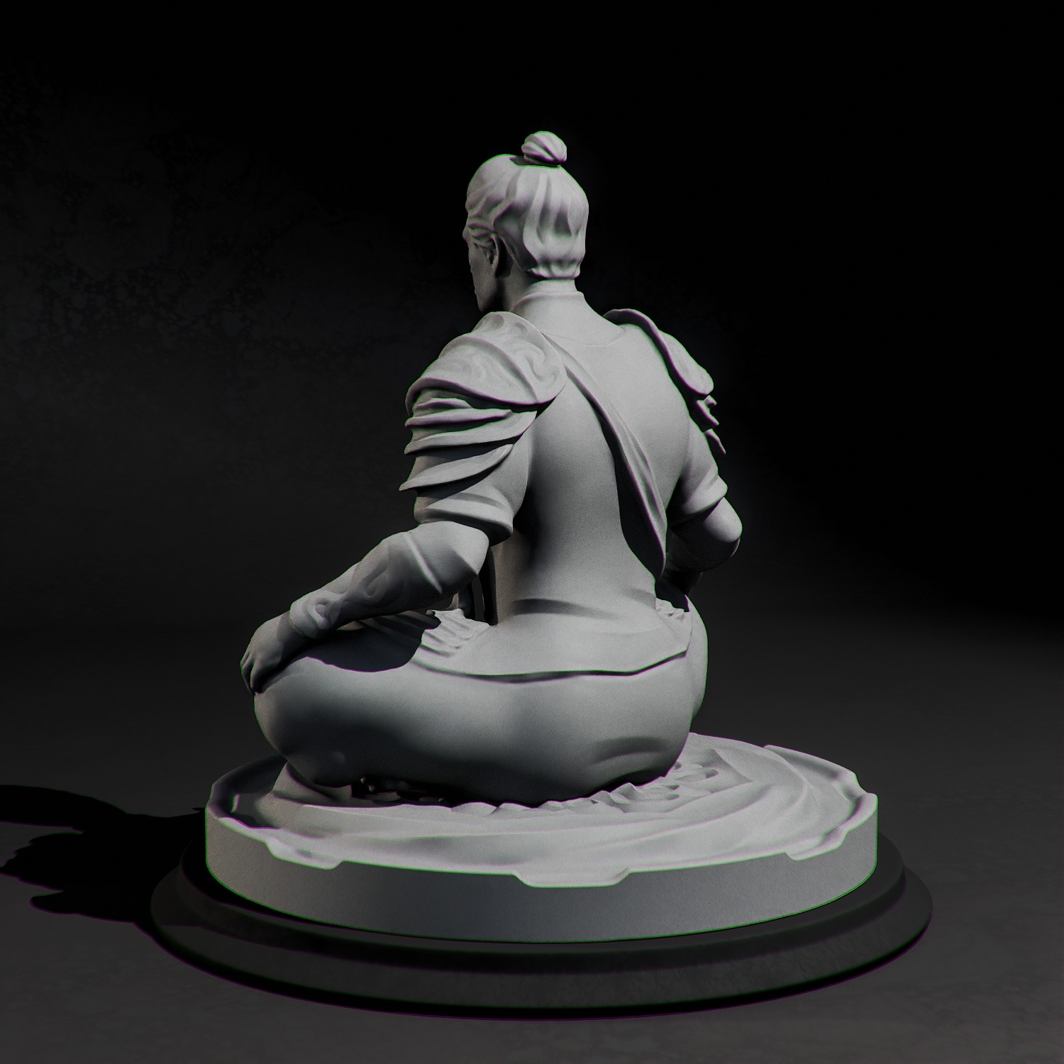 Ancient Warrior Monk Statue Damaged Meditation Fantasy 3D print model_10