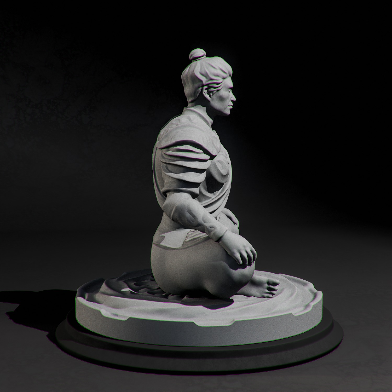 Ancient Warrior Monk Statue Damaged Meditation Fantasy 3D print model_8