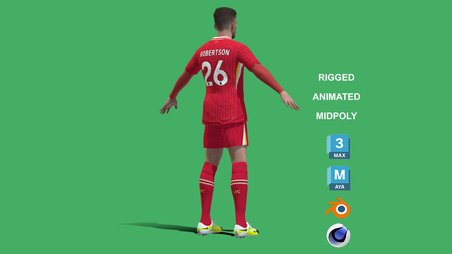 3D Rigged Andy Robertson Liverpool 2025 Low-poly 3D model_8