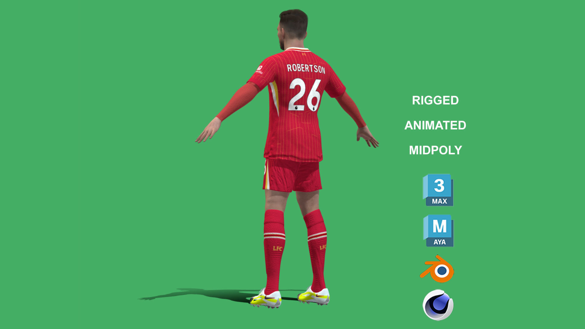 3D Rigged Andy Robertson Liverpool 2025 Low-poly 3D model_10