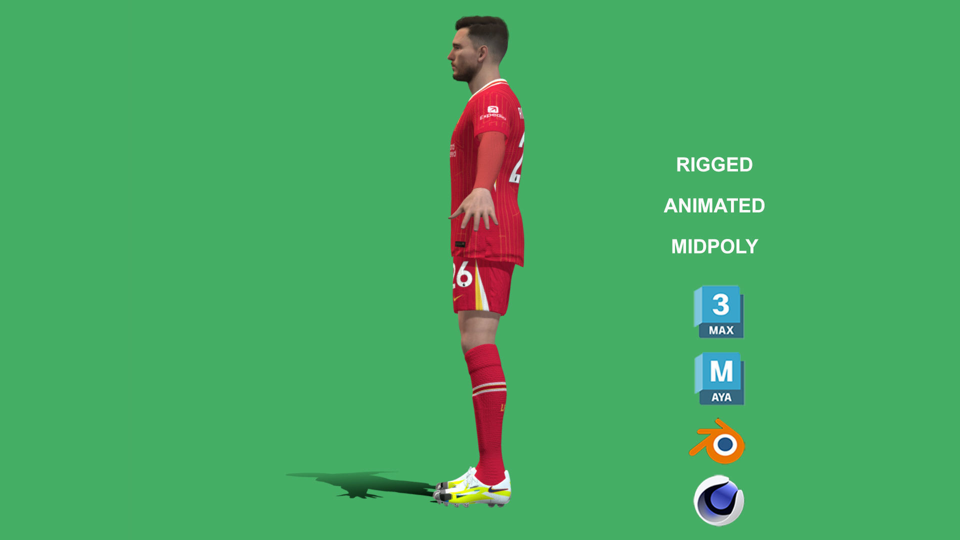 3D Rigged Andy Robertson Liverpool 2025 Low-poly 3D model_11