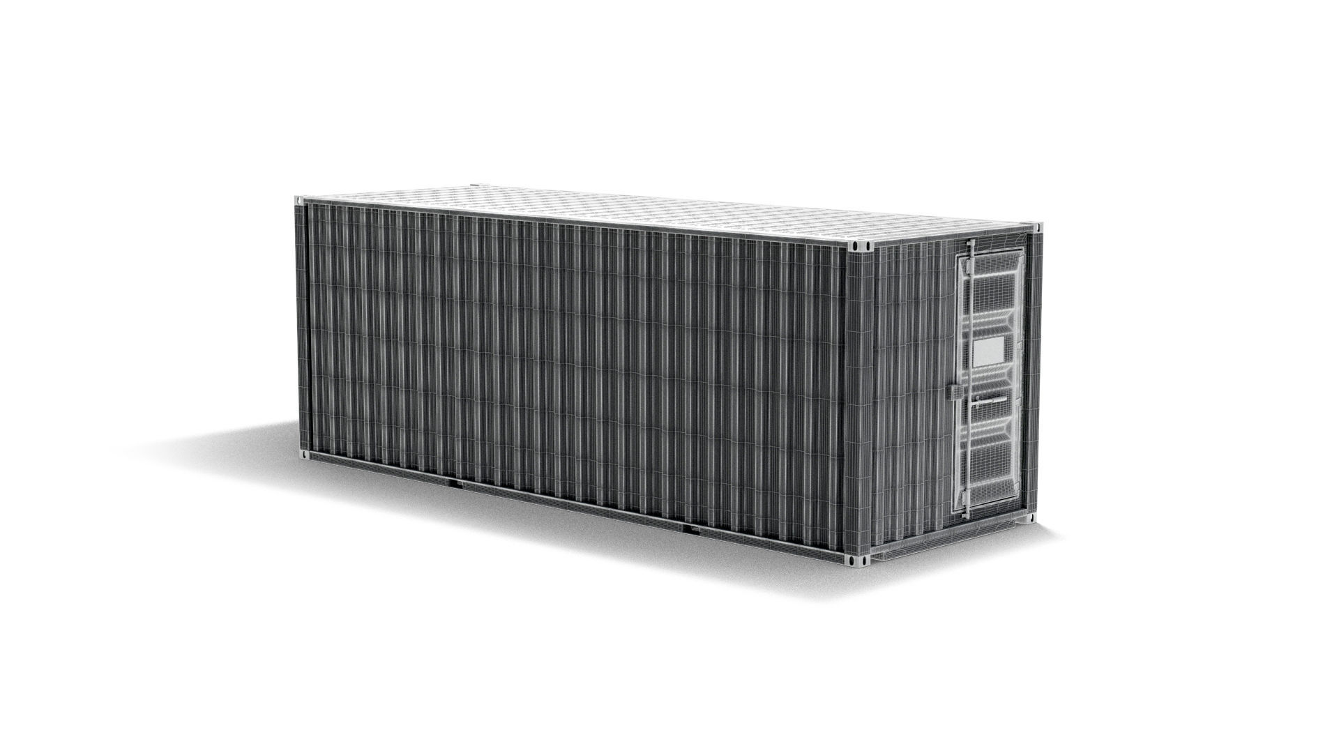 White Cargo Container - shipping steel box 3D model_8
