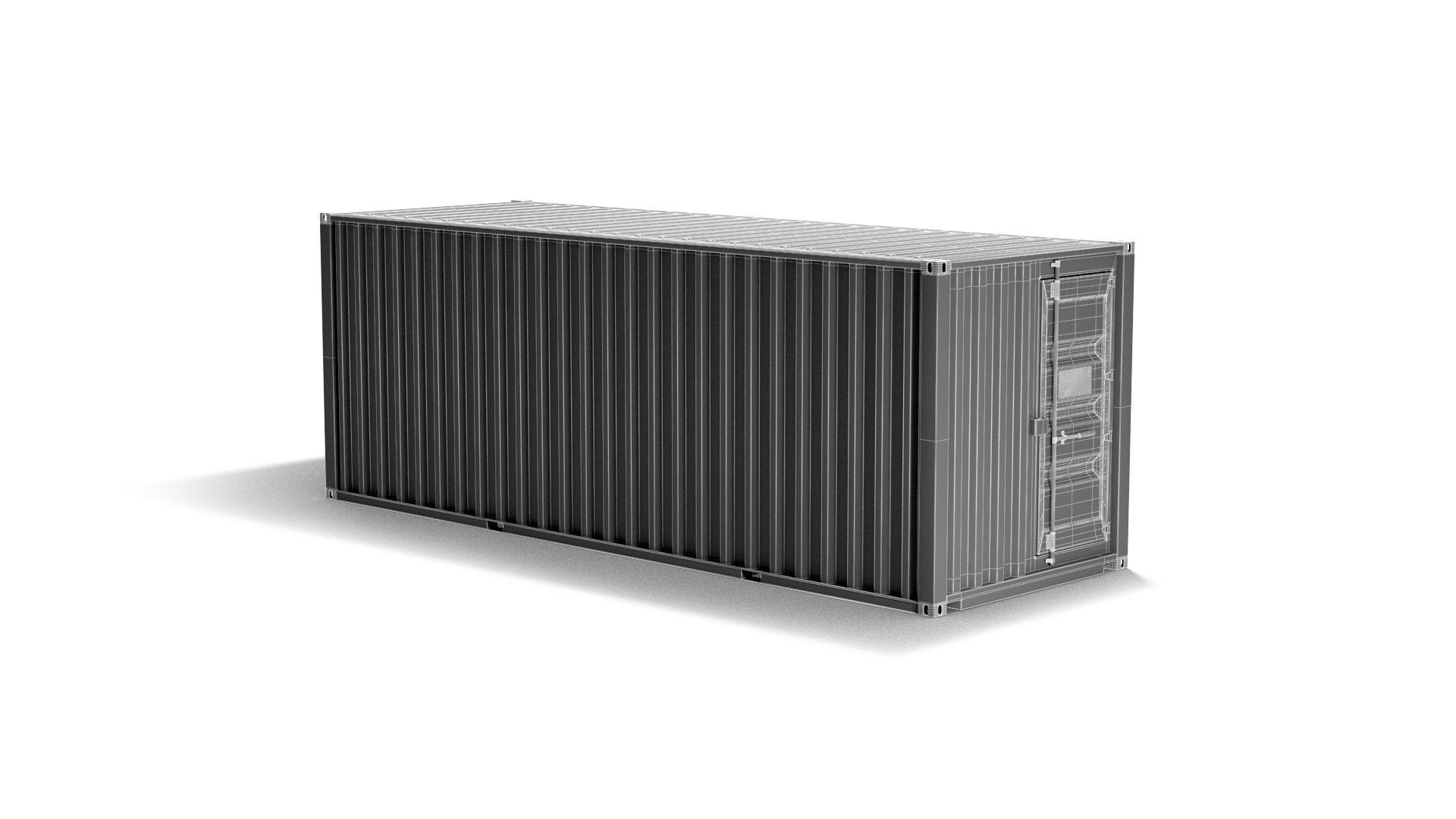 White Cargo Container - shipping steel box 3D model_6