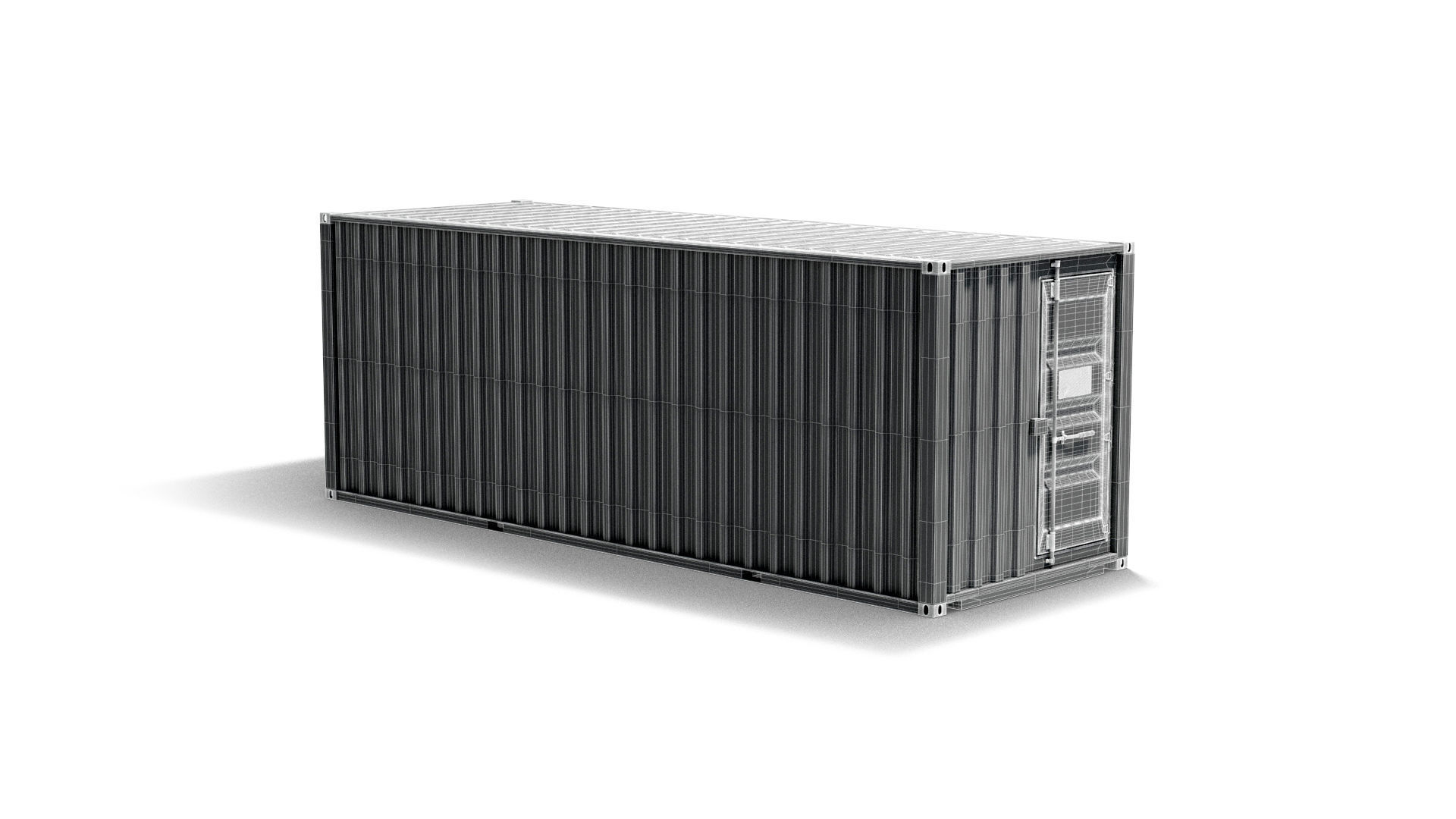 White Cargo Container - shipping steel box 3D model_7