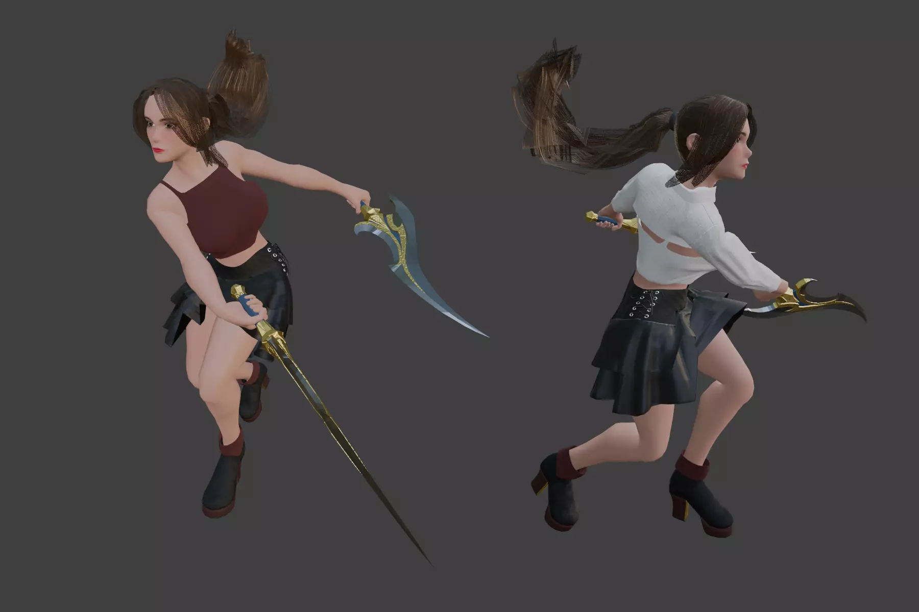 Agility Dagger Girl Low-poly 3D model