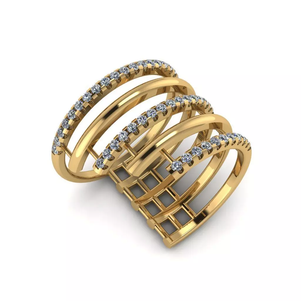 Women Diamond Ring 3dm STL Render Details - R-18 3D print model