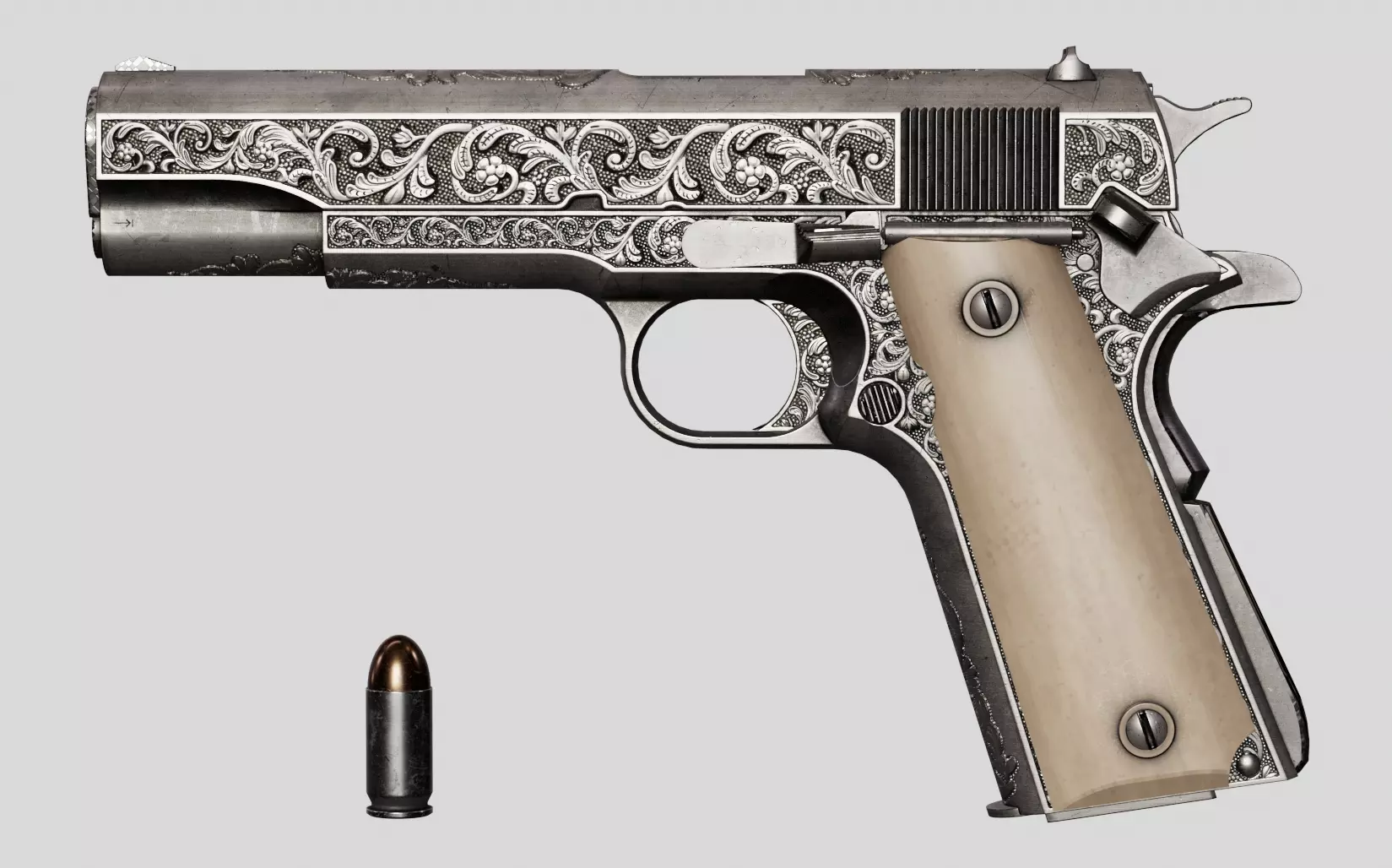 Colt M1911 Standard Carved Version Low-poly 3D model