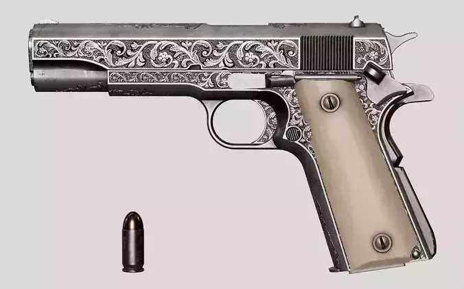 Colt M1911 Standard Carved Version Low-poly 3D model