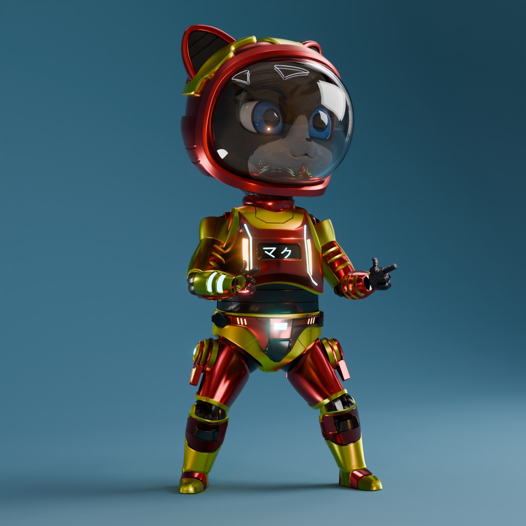 Ironman Space Cat Low-poly 3D model_4