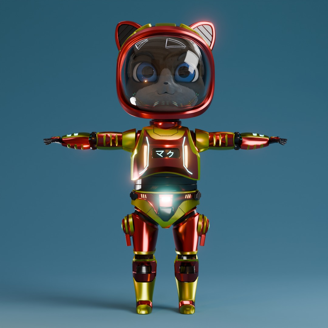 Ironman Space Cat Low-poly 3D model_5