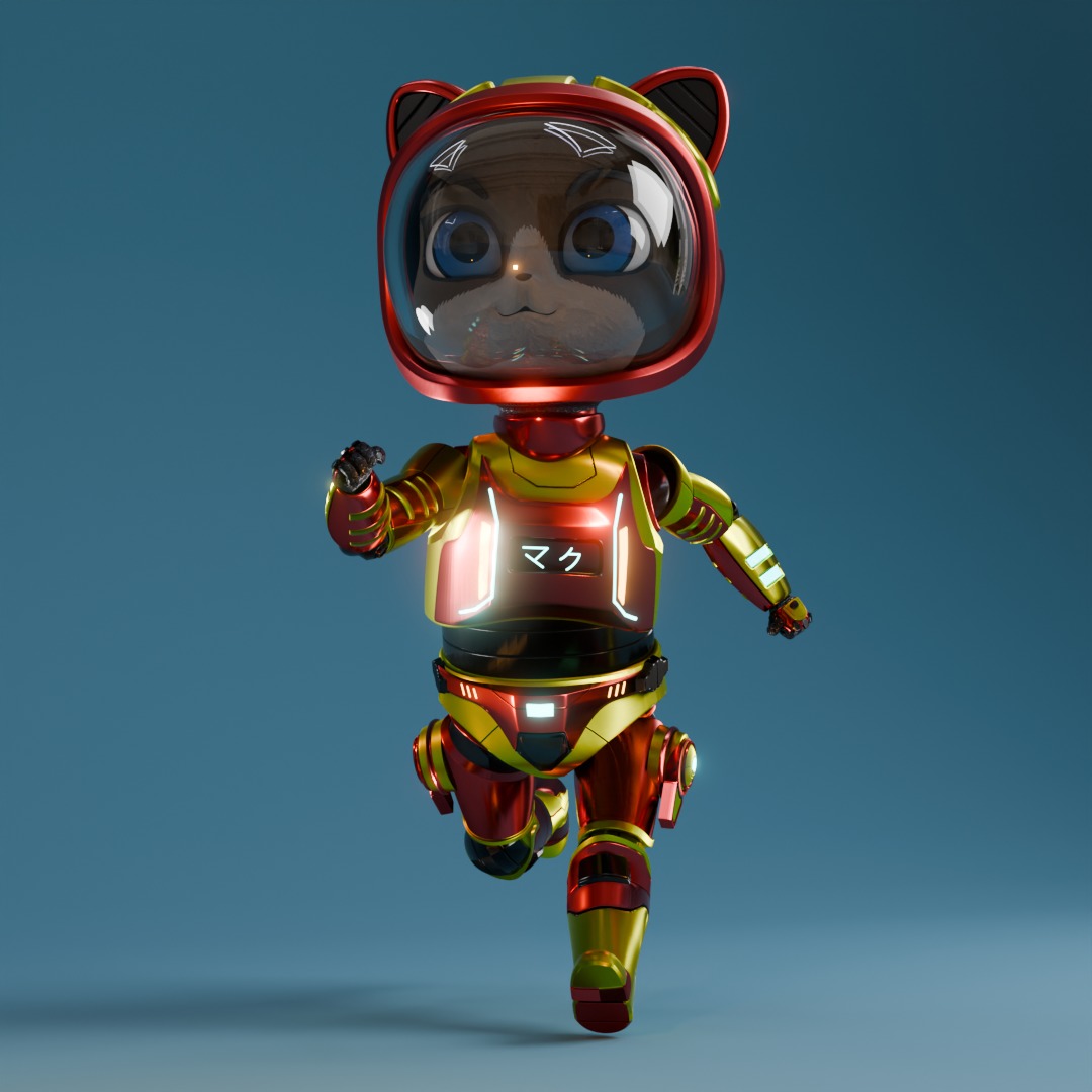 Ironman Space Cat Low-poly 3D model_1