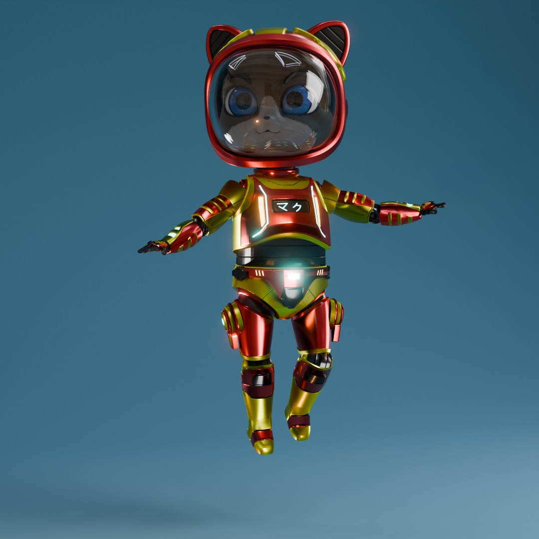 Ironman Space Cat Low-poly 3D model_3