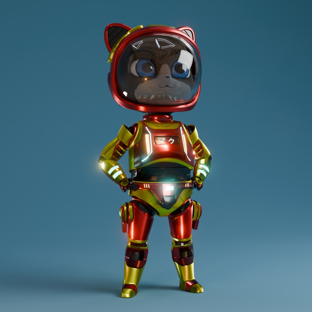 Ironman Space Cat Low-poly 3D model_2