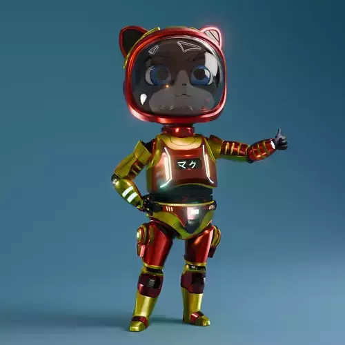 Ironman Space Cat Low-poly 3D model