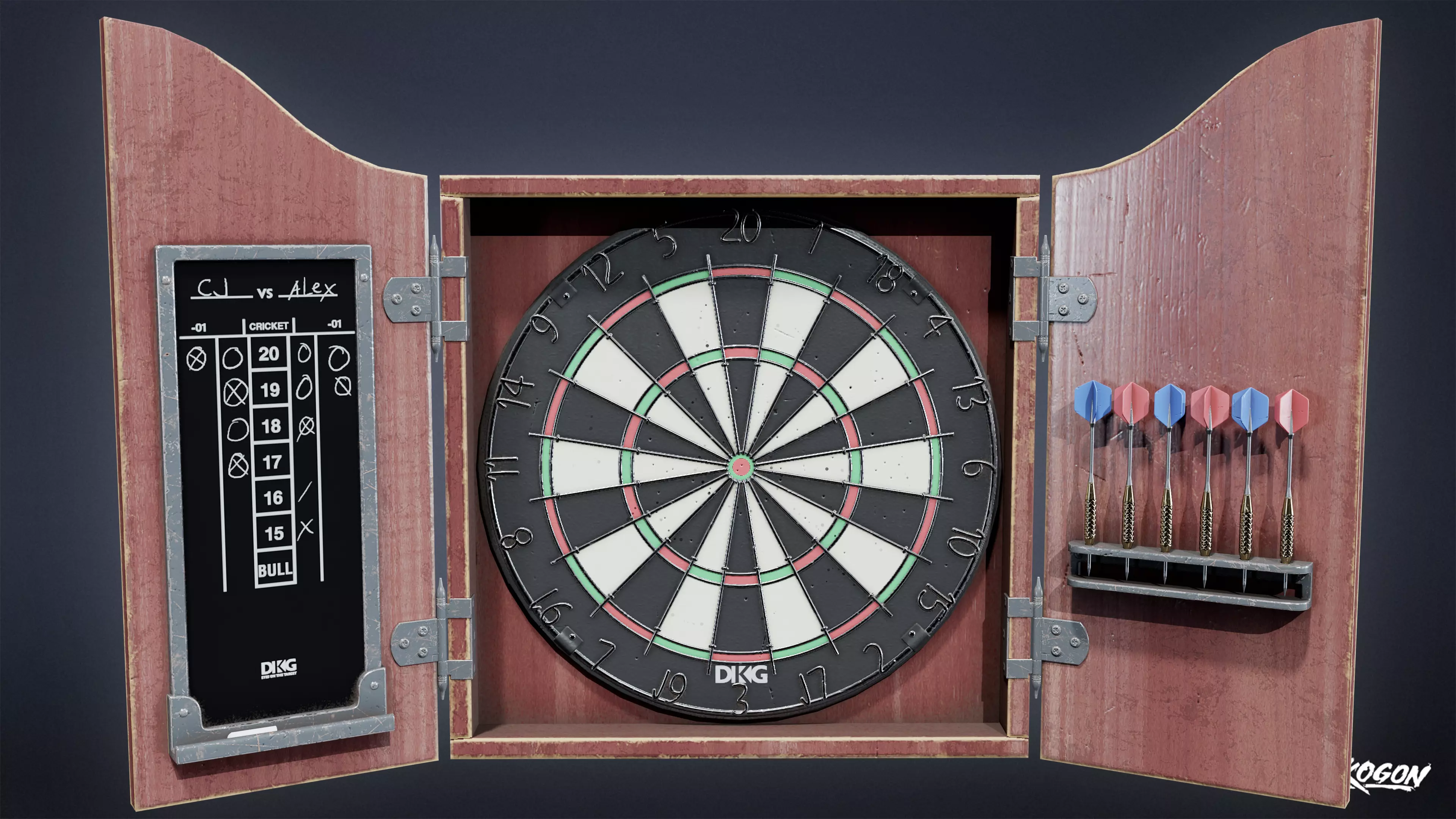 DIVE BAR - Dartboard 01 - LOW POLY Low-poly 3D model_0