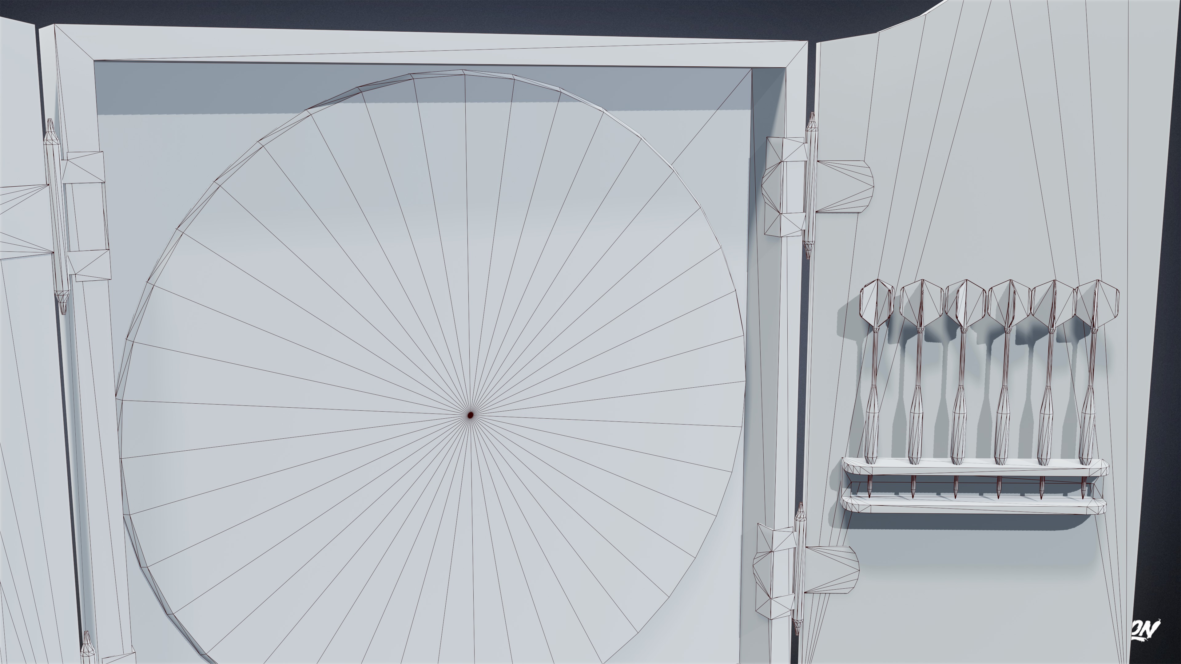 DIVE BAR - Dartboard 01 - LOW POLY Low-poly 3D model_7