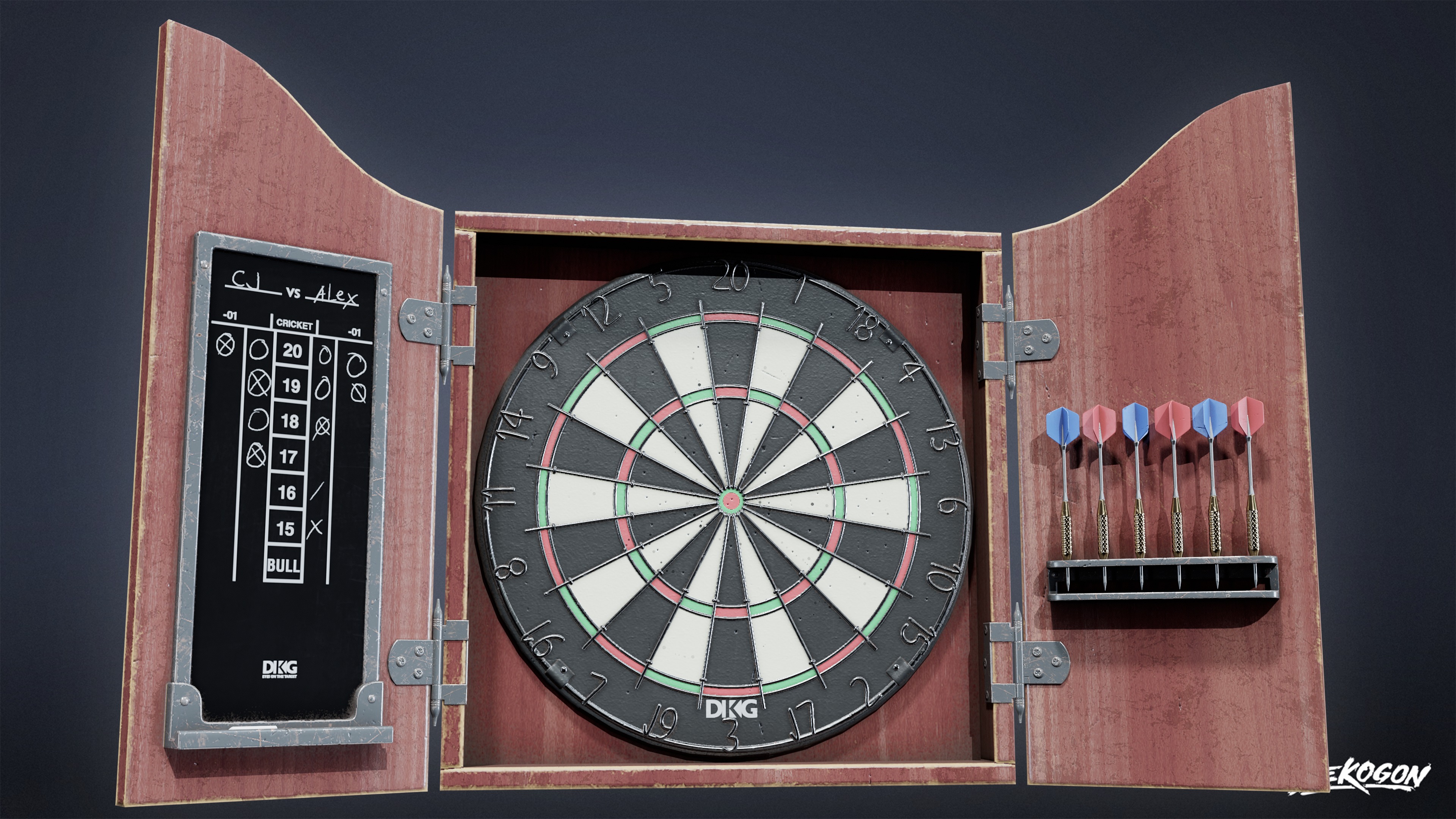 DIVE BAR - Dartboard 01 - LOW POLY Low-poly 3D model_4