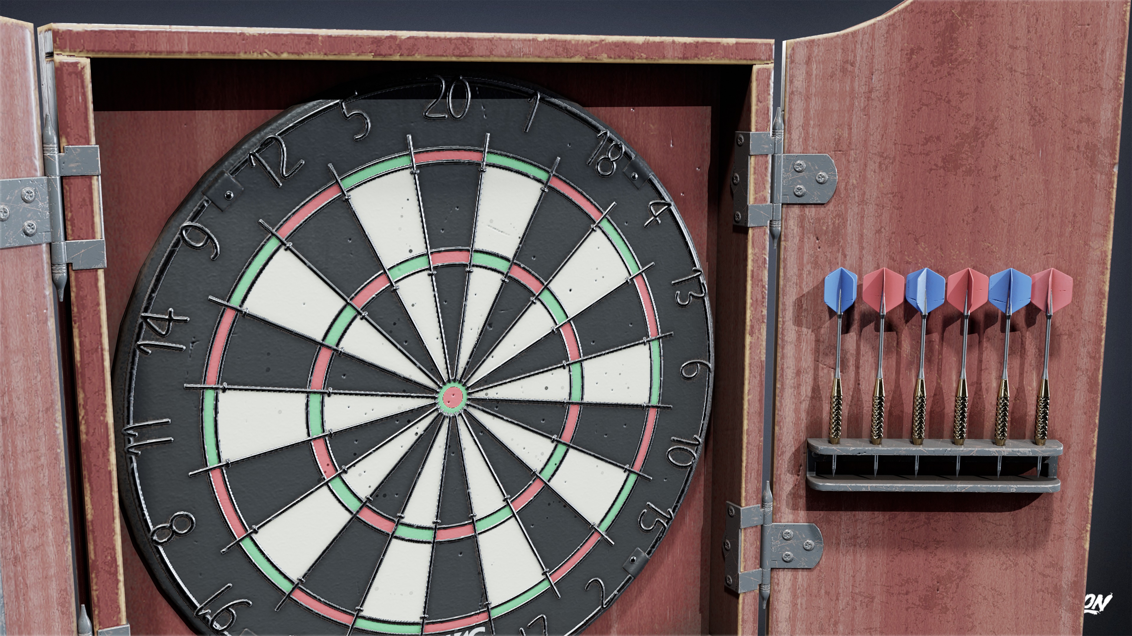 DIVE BAR - Dartboard 01 - LOW POLY Low-poly 3D model_6