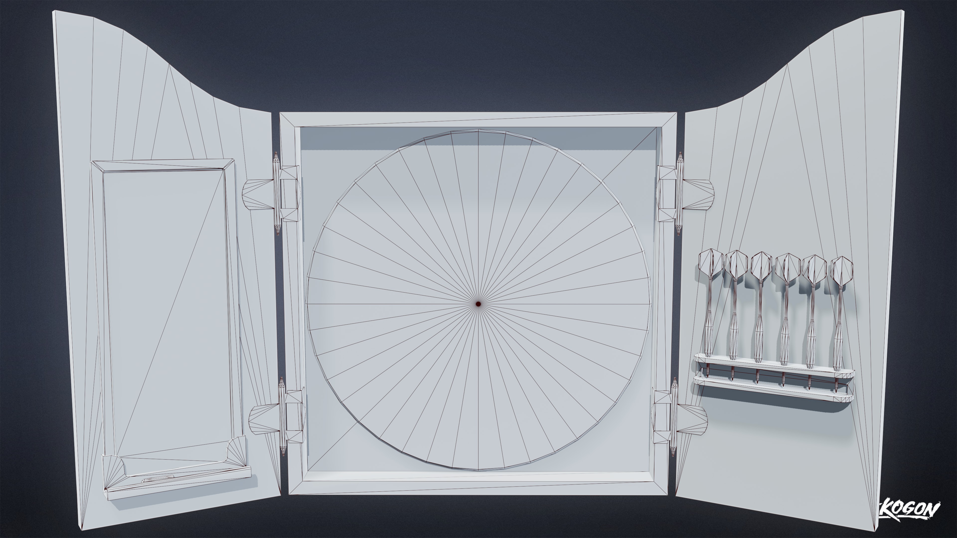 DIVE BAR - Dartboard 01 - LOW POLY Low-poly 3D model_8