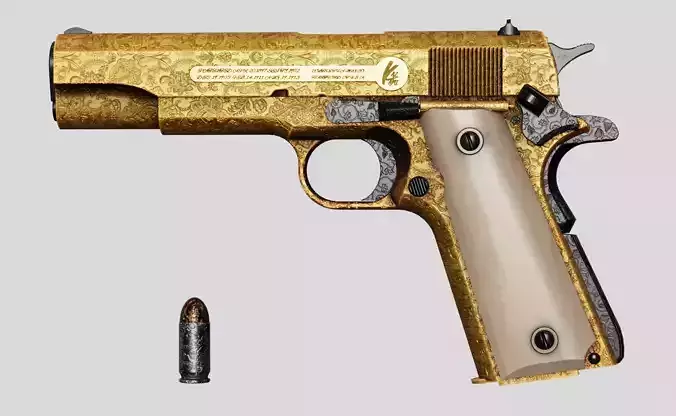 Colt M1911 Golden Carved Version