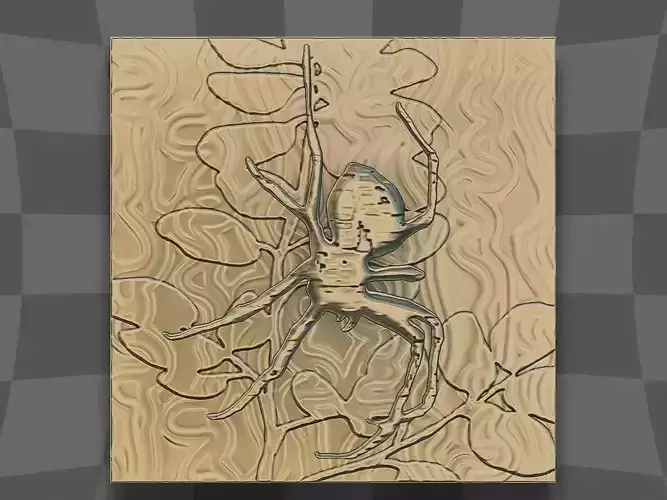 Spider in forest for CNC and printing 3D print model