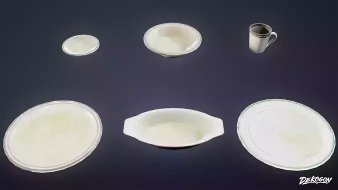 DIVE BAR - Dish Set 01 - LOW POLY