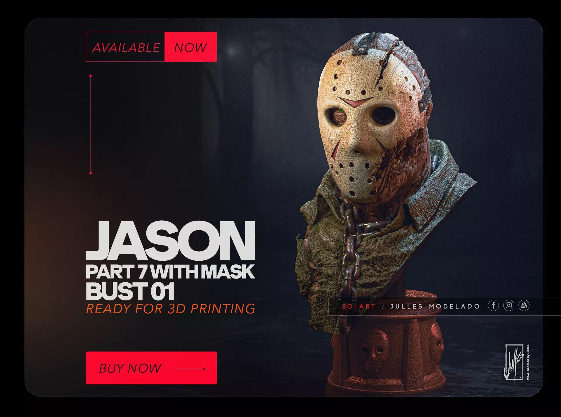 Jason Part 7 with mask Bust01 3D print model
