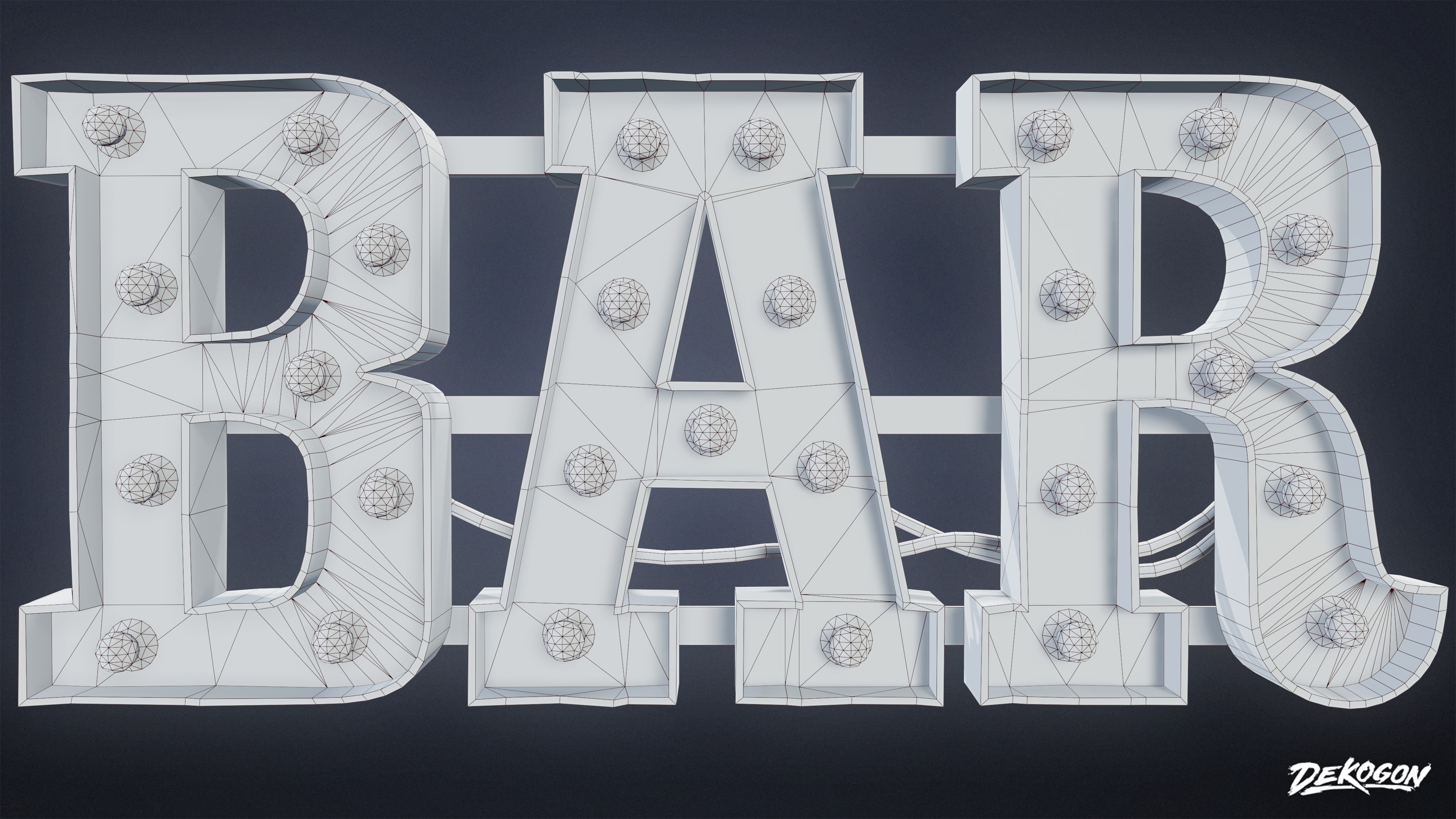 DIVE BAR - Large Light Up Letters 01 - LOW POLY Low-poly 3D model_8