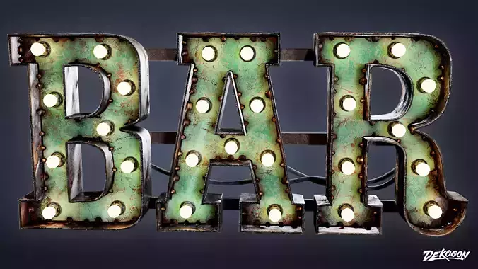 DIVE BAR - Large Light Up Letters 01 - LOW POLY