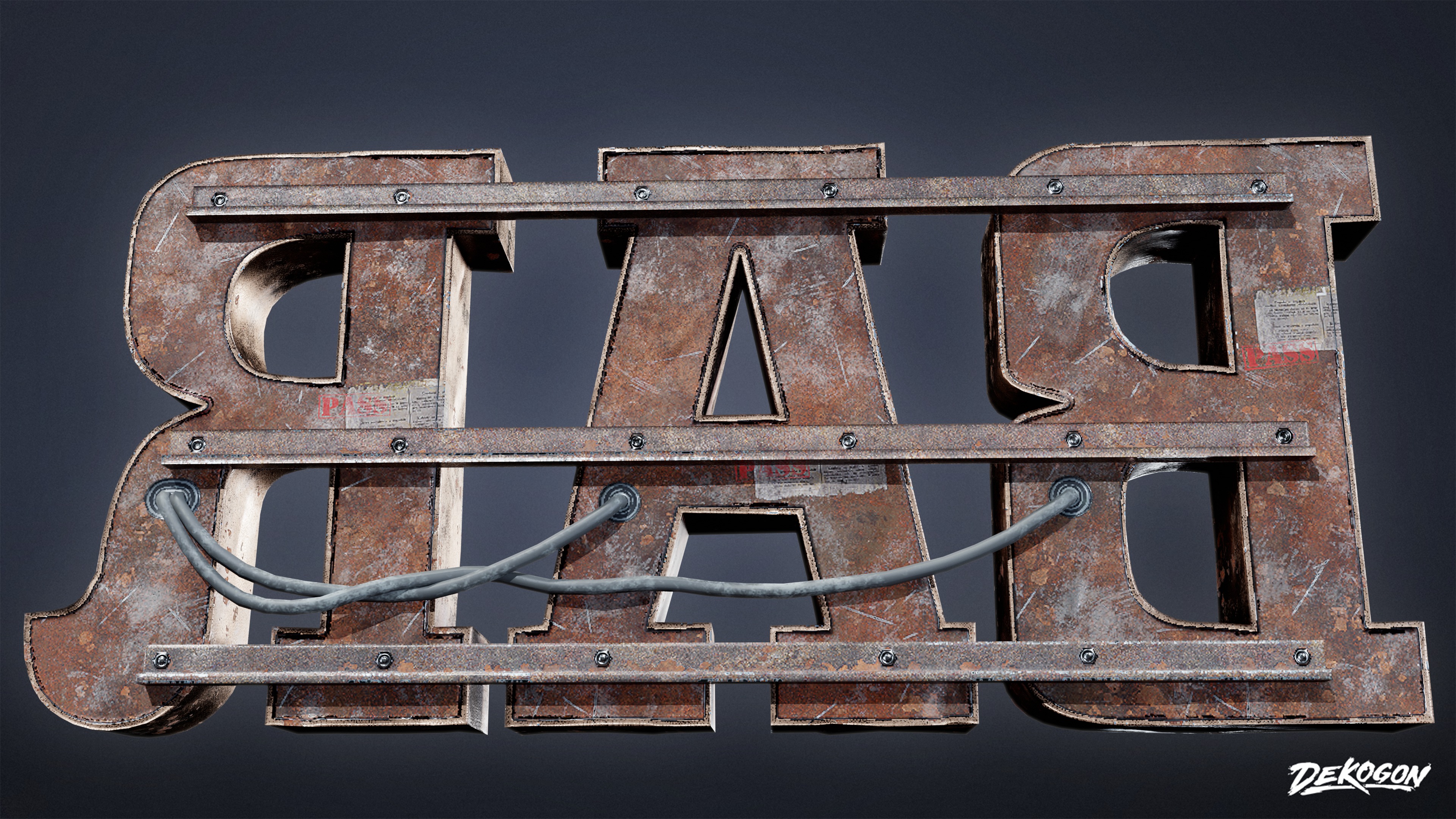 DIVE BAR - Large Light Up Letters 01 - LOW POLY Low-poly 3D model_5