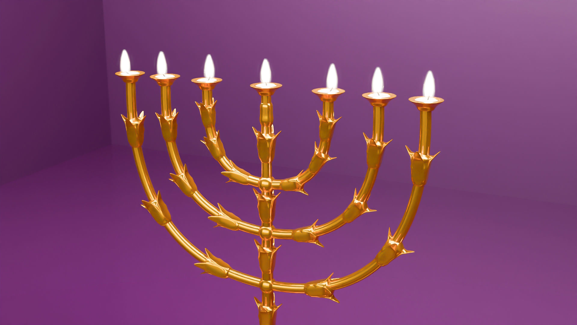 Golden Temple Menorah 3D model_2