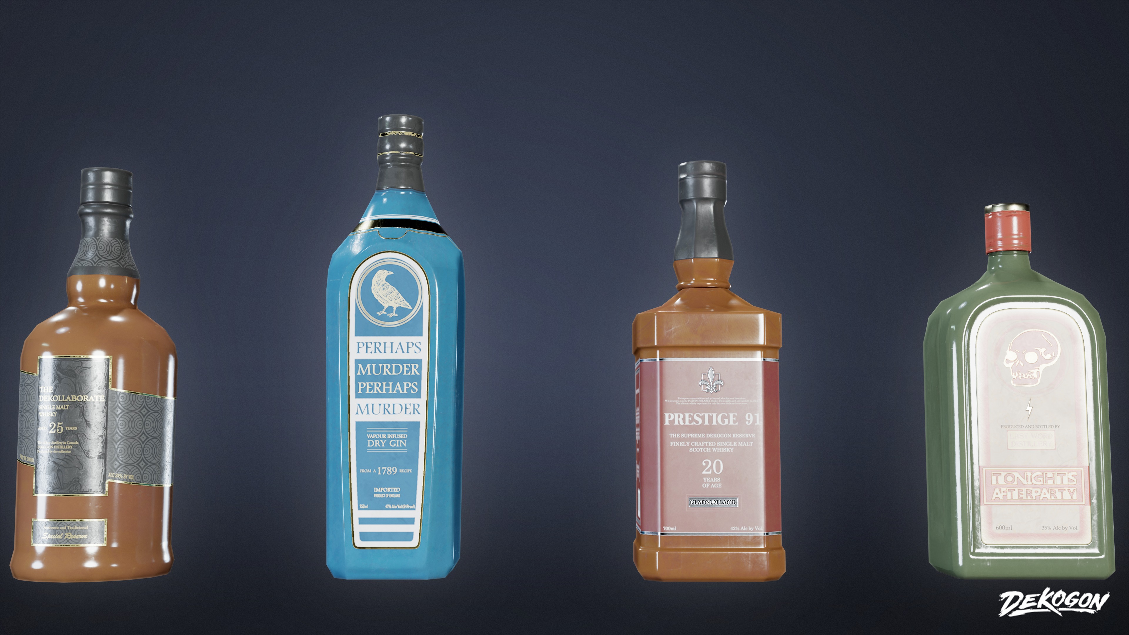 DIVE BAR - Liquor Bottles 01 - LOW POLY Low-poly 3D model_1