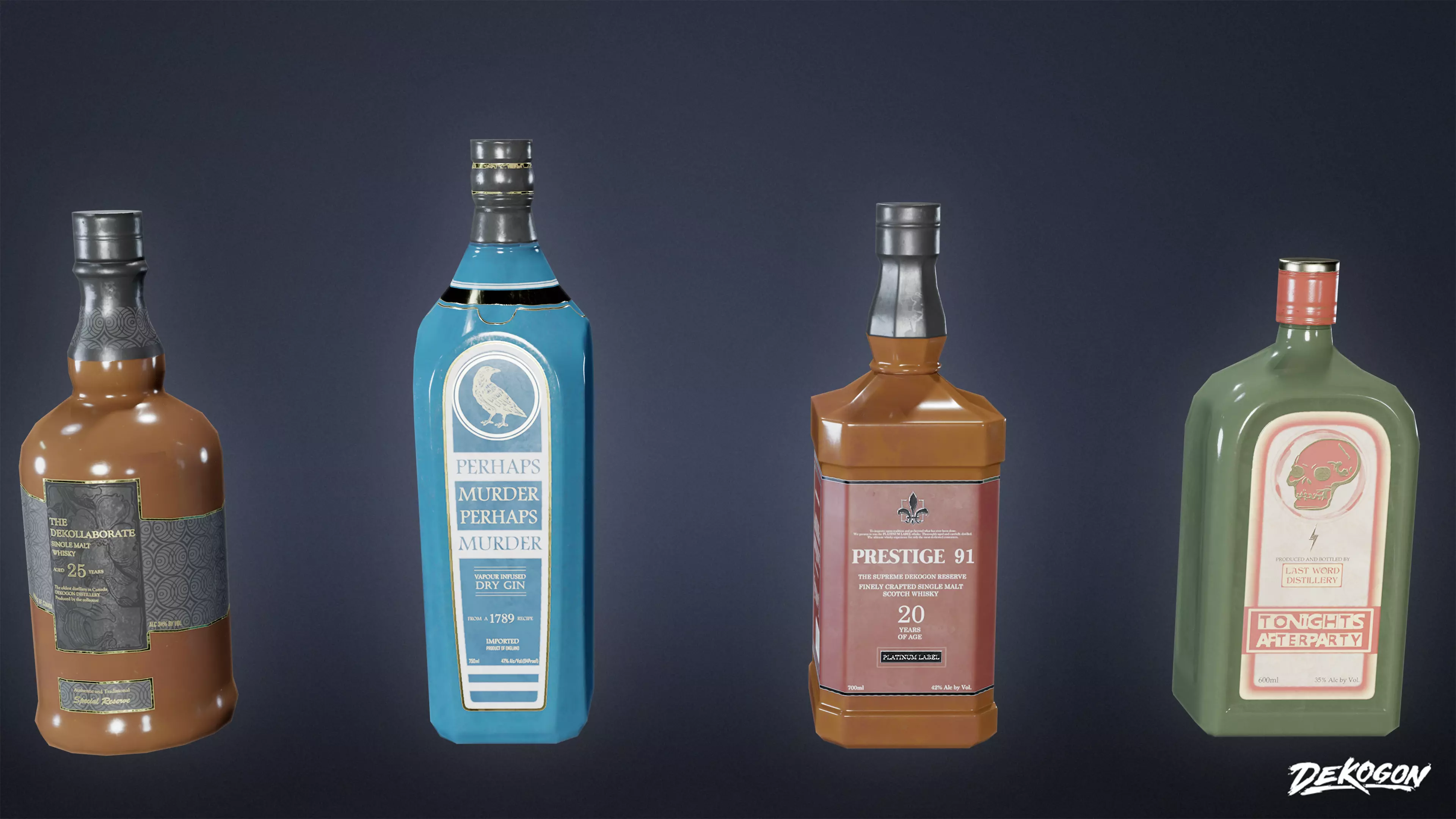 DIVE BAR - Liquor Bottles 01 - LOW POLY Low-poly 3D model_0