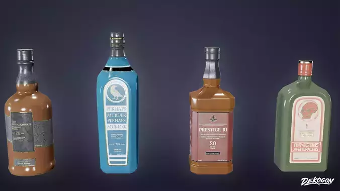 DIVE BAR - Liquor Bottles 01 - LOW POLY