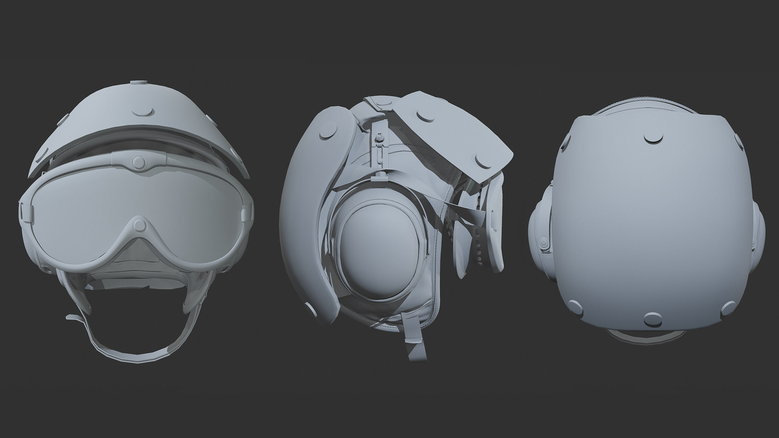 Flight deck Helmet Low-poly 3D model_17