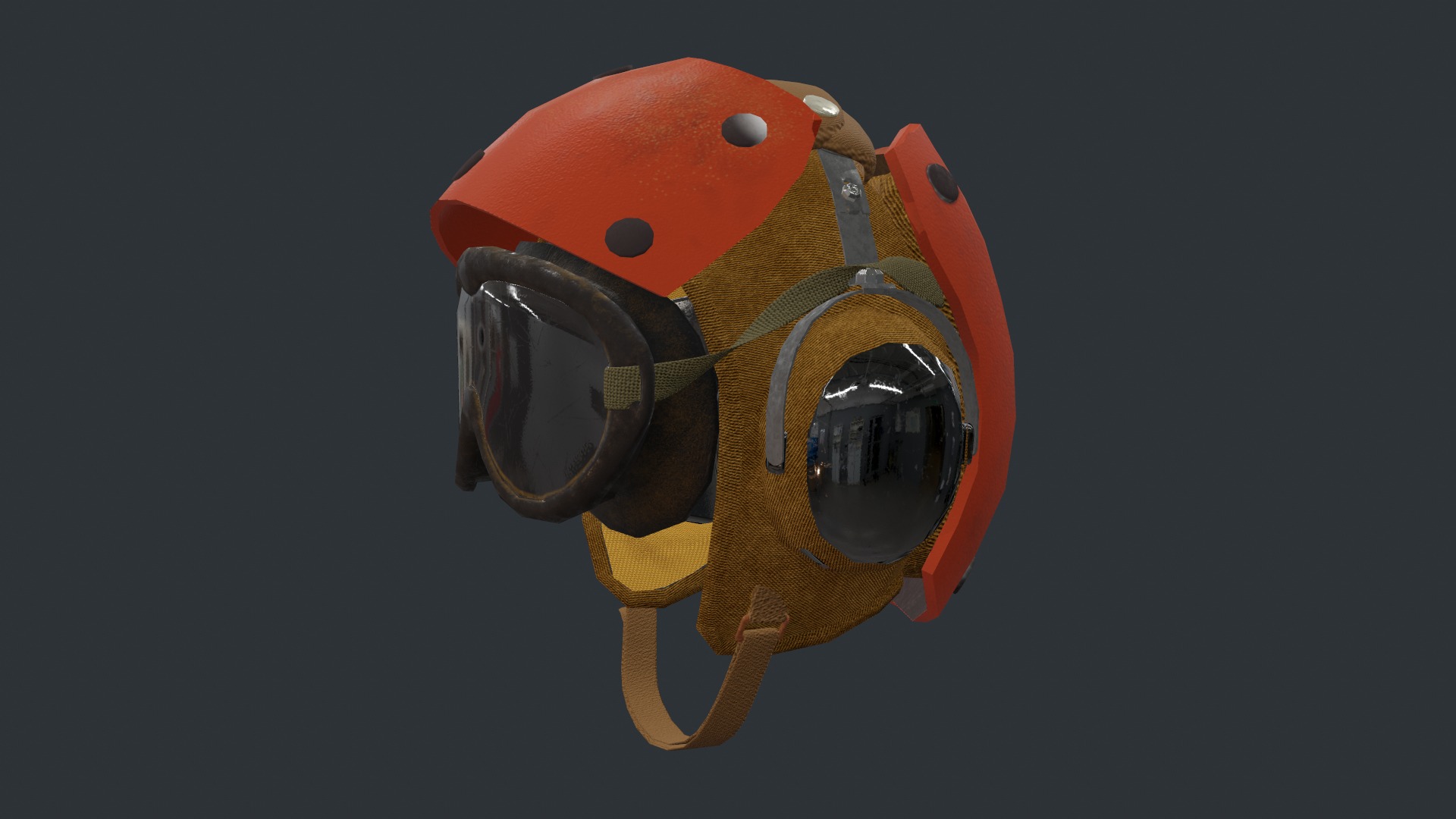 Flight deck Helmet Low-poly 3D model_1