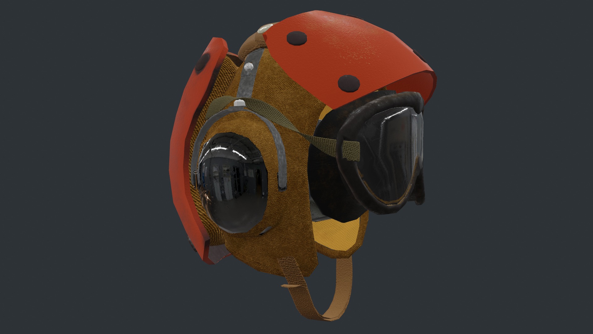 Flight deck Helmet Low-poly 3D model_3