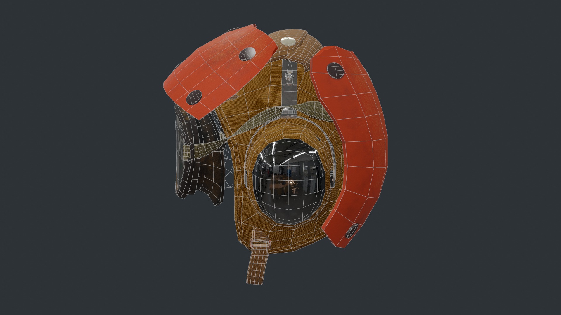 Flight deck Helmet Low-poly 3D model_9