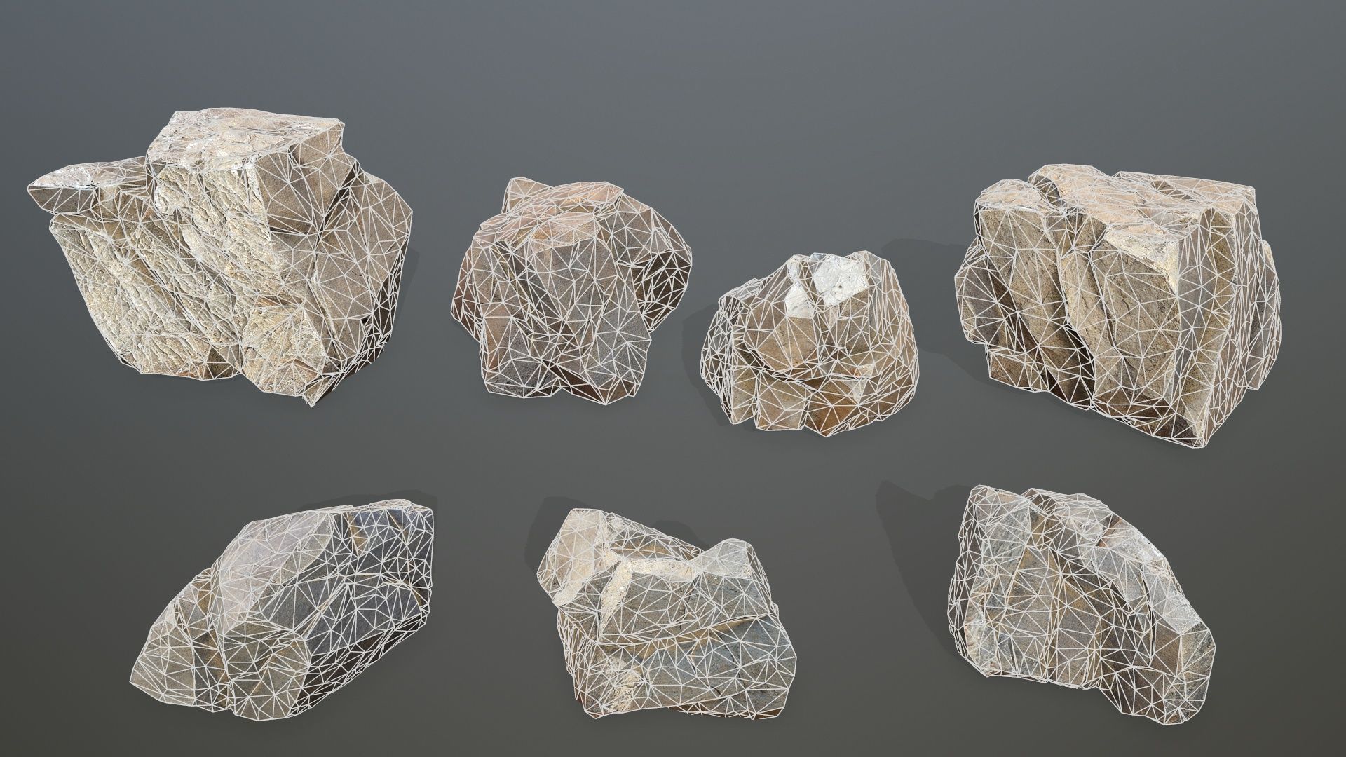 desert rocks Low-poly 3D model_16