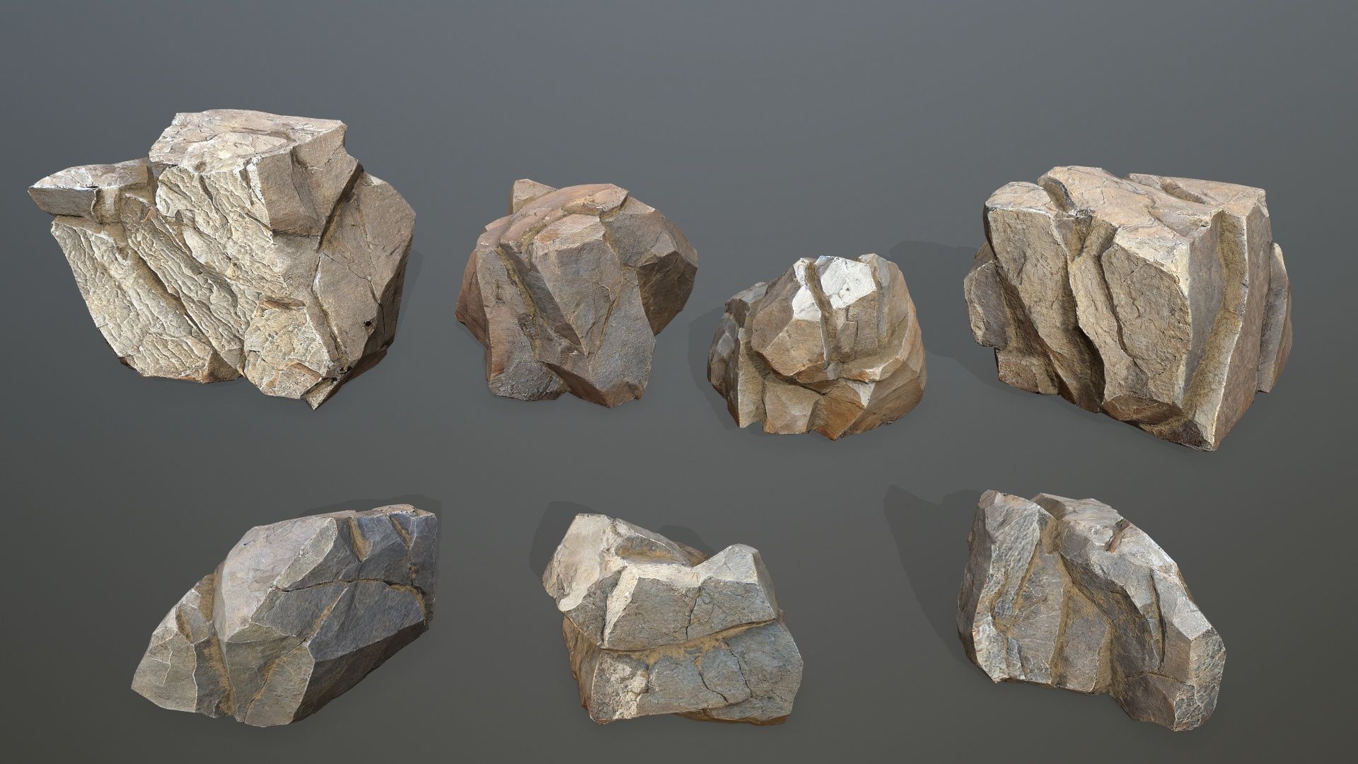 desert rocks Low-poly 3D model_1