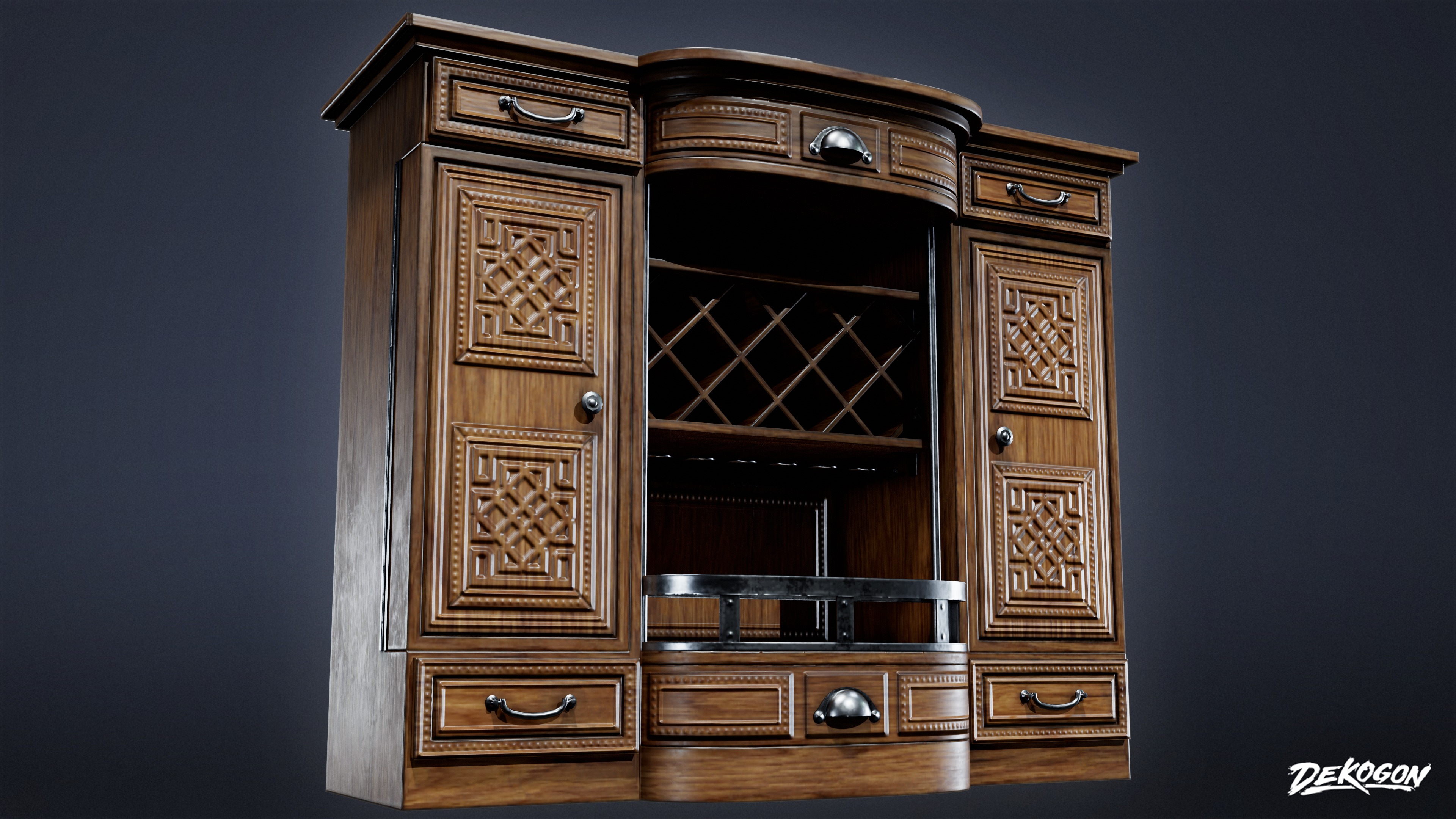DIVE BAR - Liquor Cabinet 01 - LOW POLY Low-poly 3D model_4