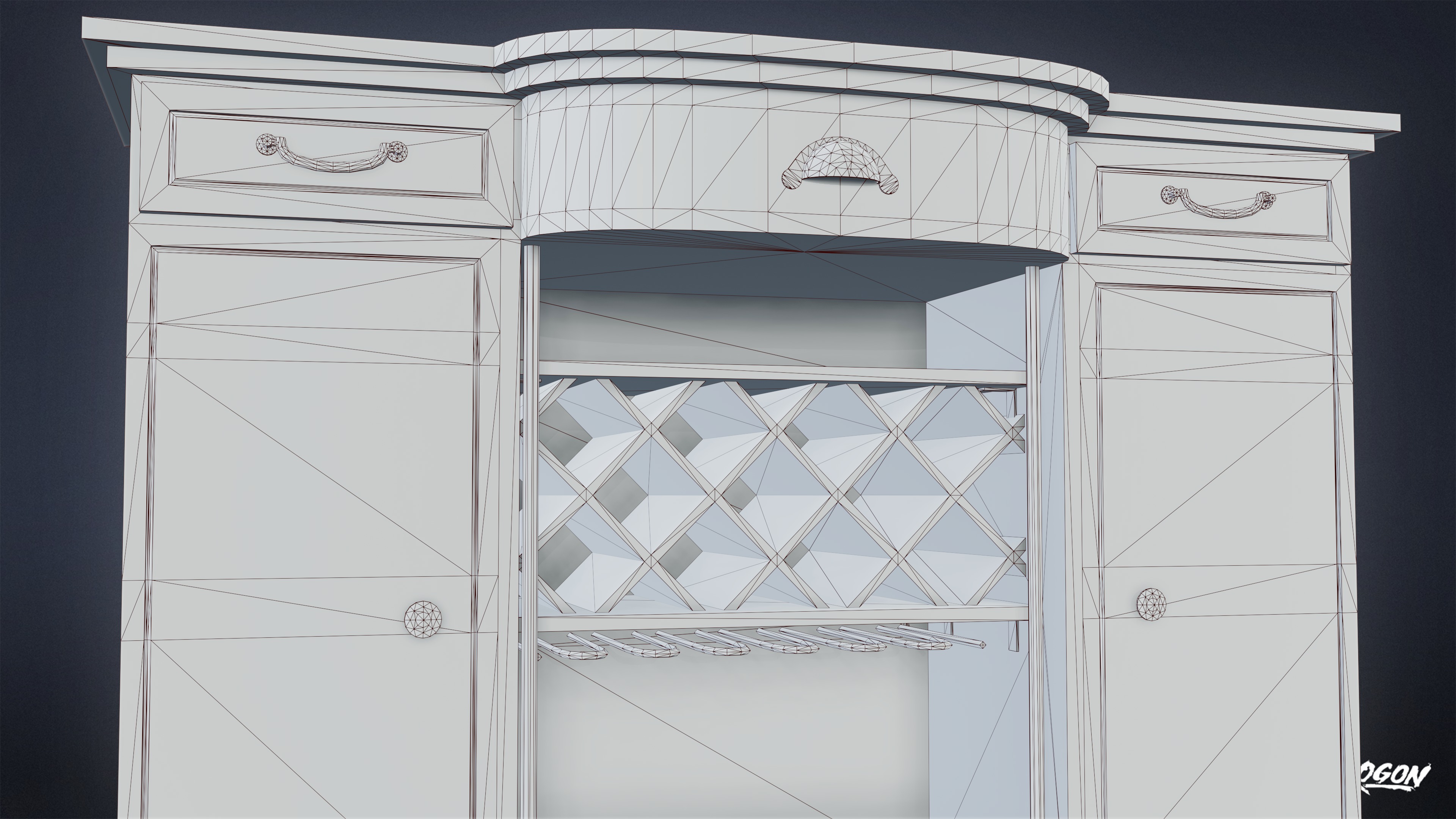 DIVE BAR - Liquor Cabinet 01 - LOW POLY Low-poly 3D model_7