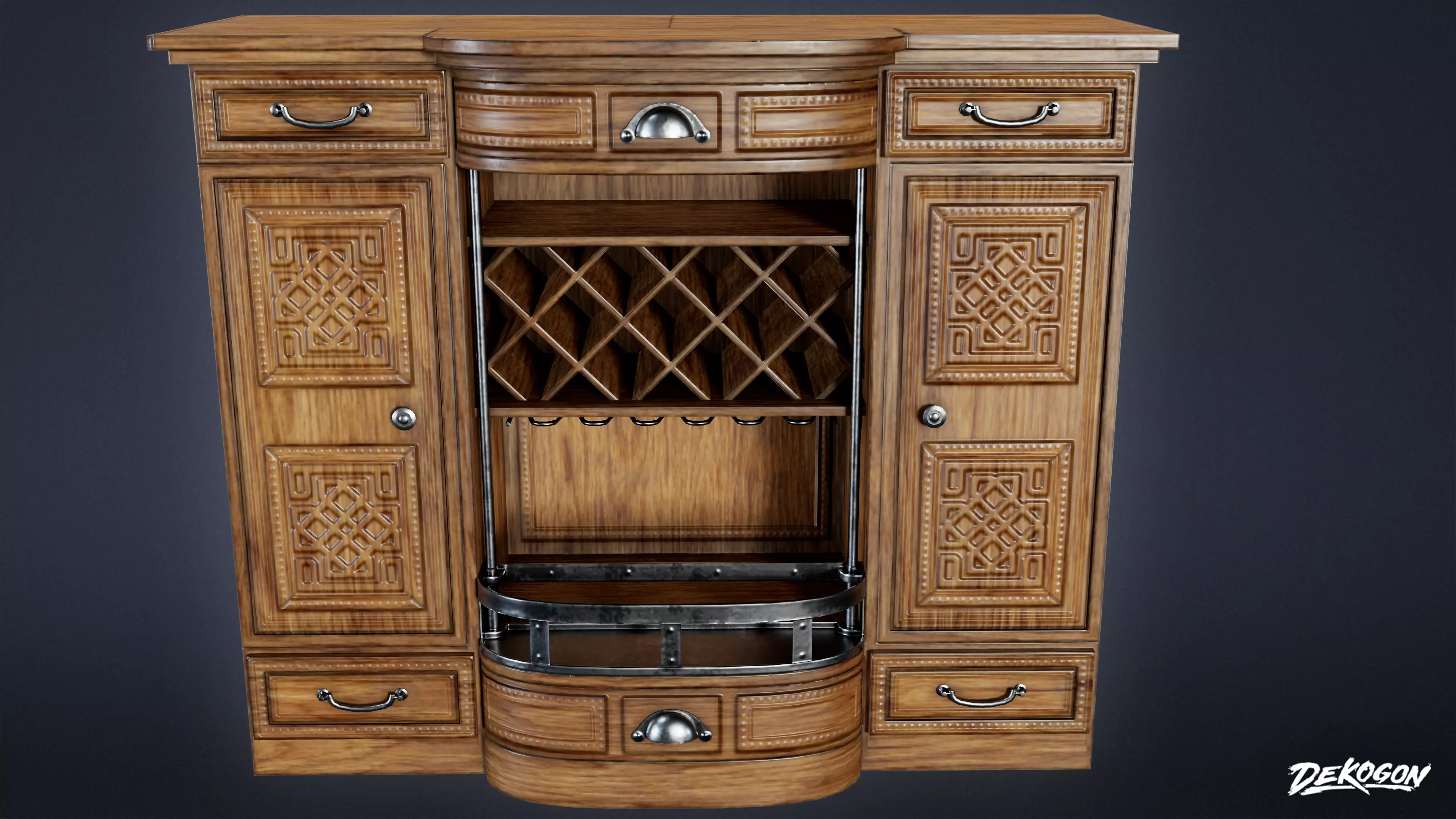 DIVE BAR - Liquor Cabinet 01 - LOW POLY Low-poly 3D model_0