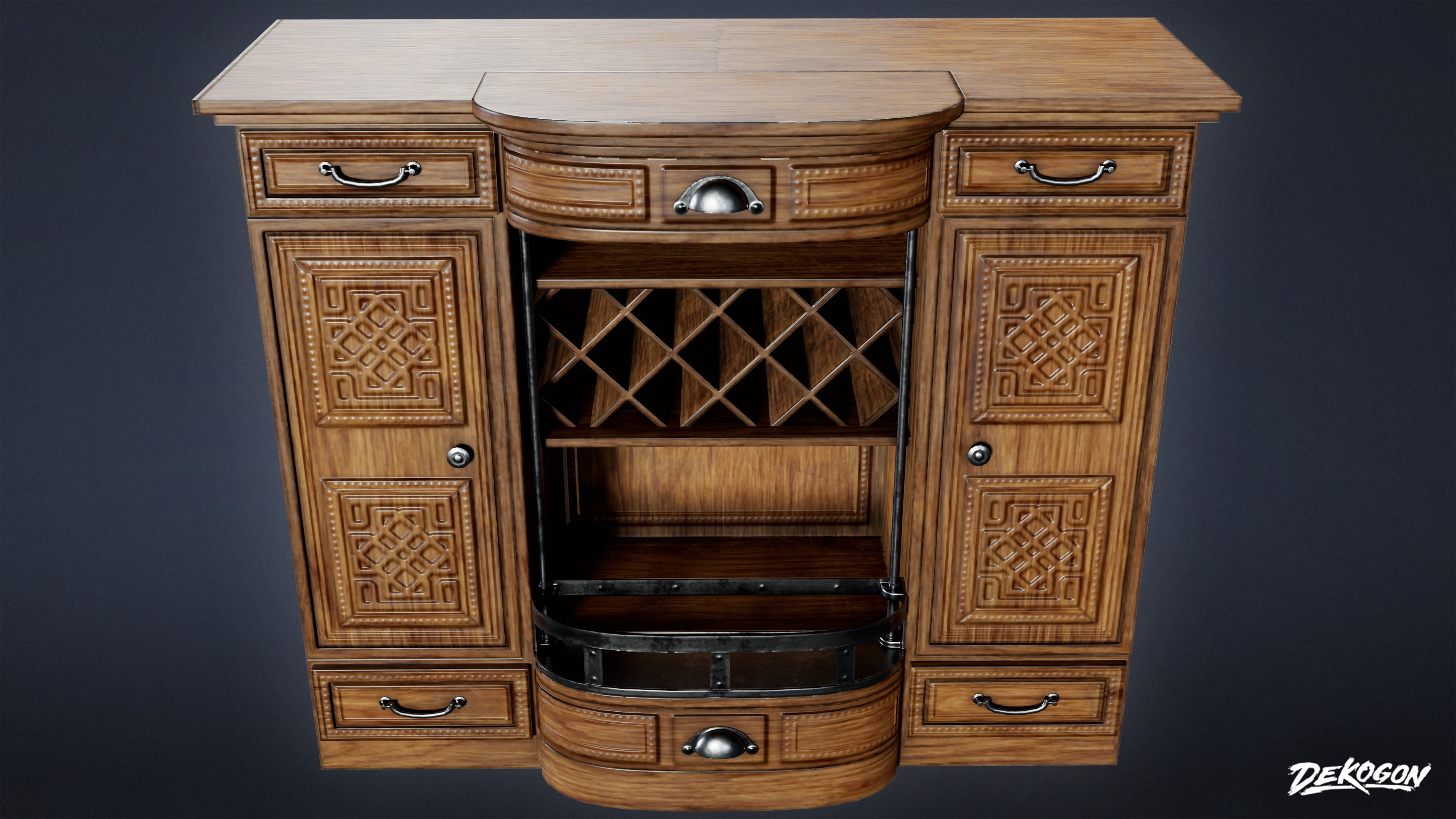 DIVE BAR - Liquor Cabinet 01 - LOW POLY Low-poly 3D model_5
