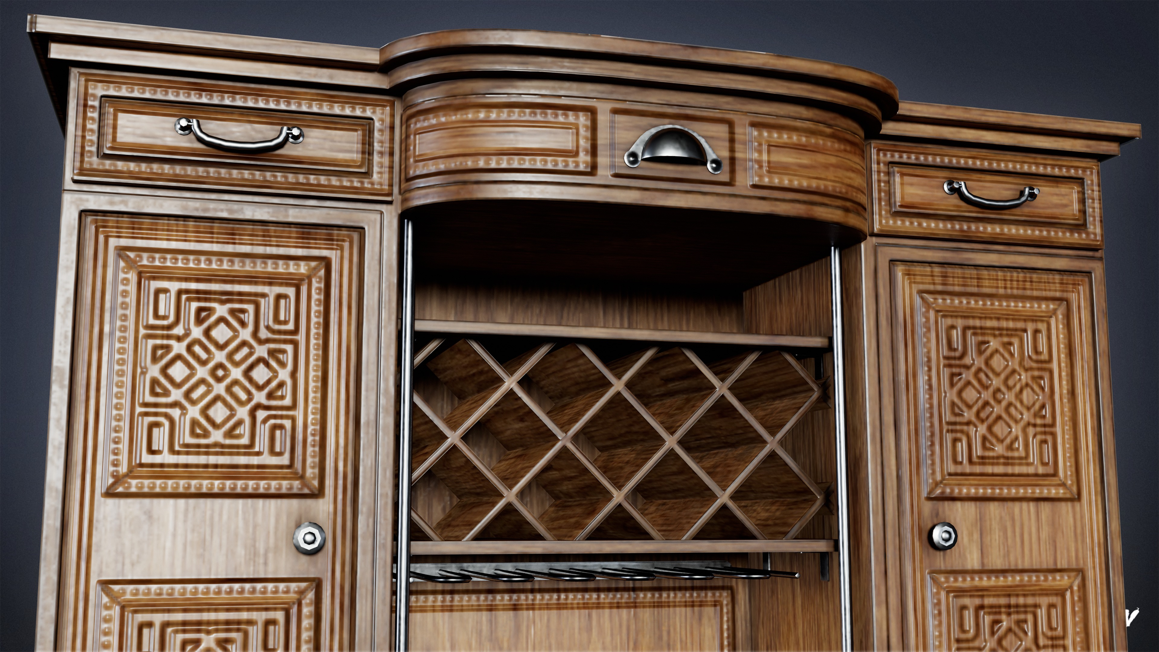 DIVE BAR - Liquor Cabinet 01 - LOW POLY Low-poly 3D model_6