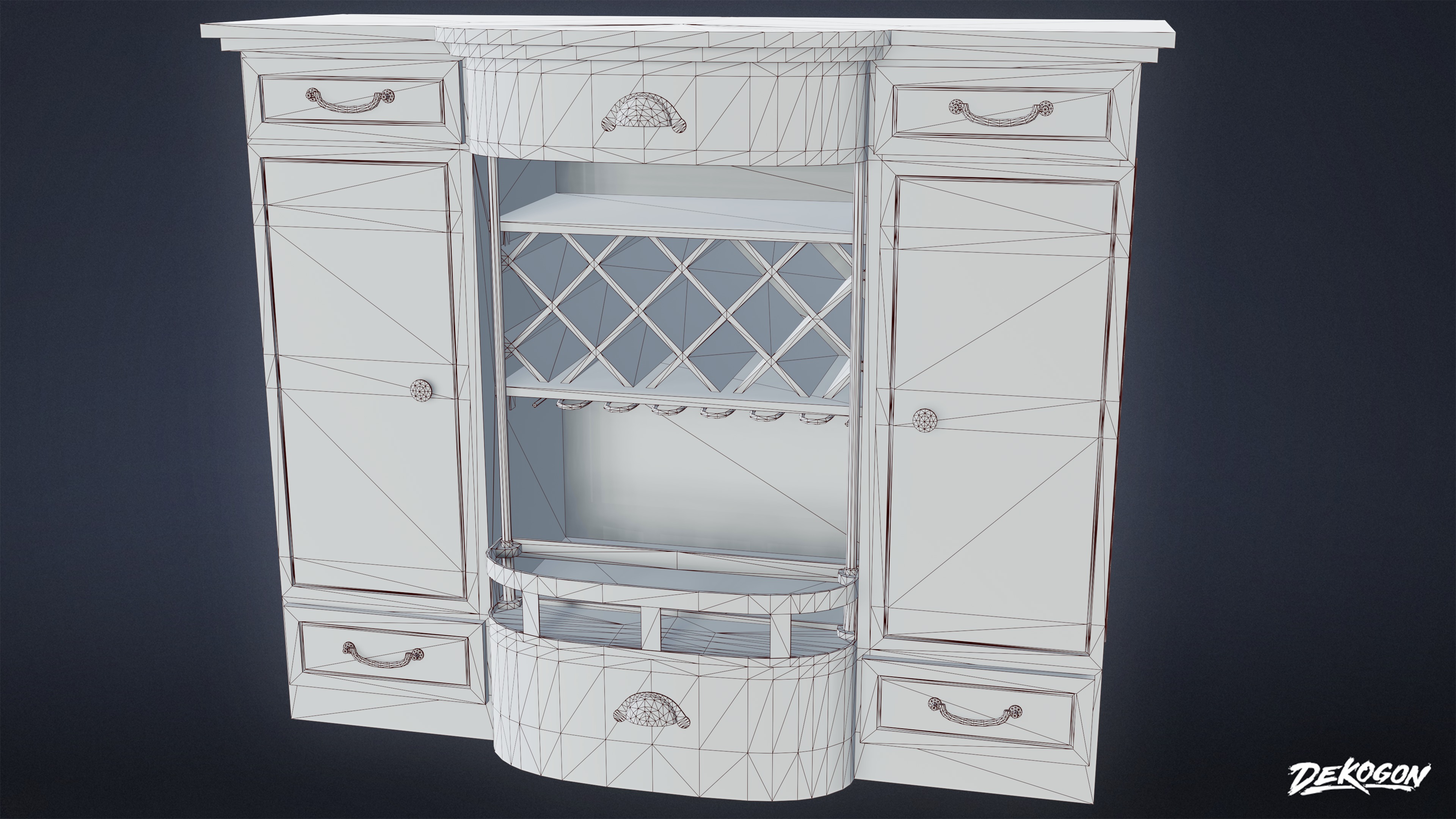 DIVE BAR - Liquor Cabinet 01 - LOW POLY Low-poly 3D model_8