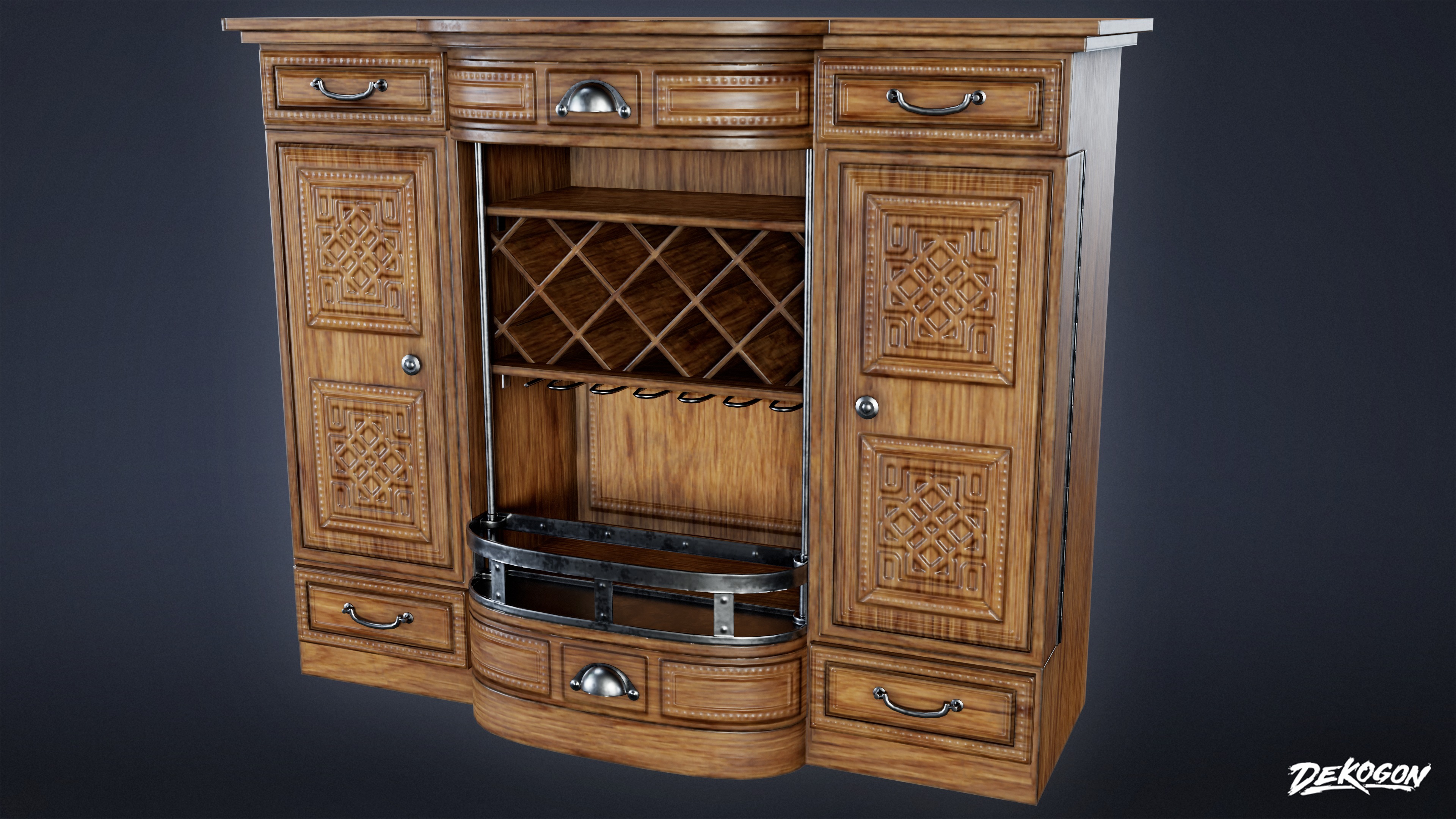 DIVE BAR - Liquor Cabinet 01 - LOW POLY Low-poly 3D model_1